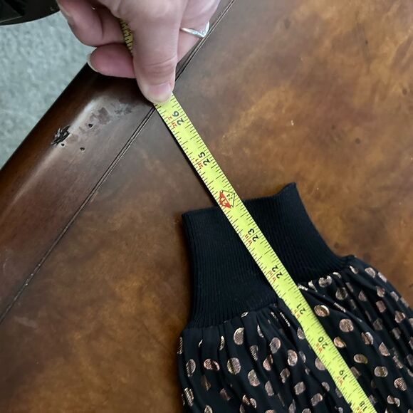 Adrianna Papell Crewneck Sweater Shear Sleeves Gold Polka Dots Size S - Picture 16 of 16